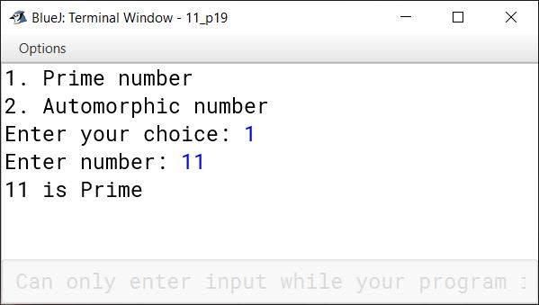 BlueJ output of KboatPrimeAutomorphic.java