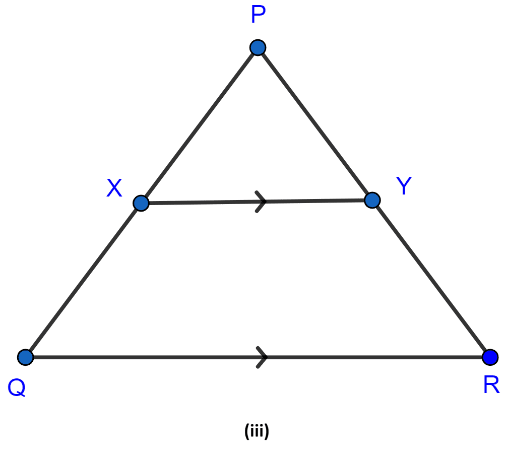 In the figure (iii) given below, if XY ∥ QR, PX = 1 cm, QX = 3 cm, YR = 4.5 cm and QR = 9 cm, find PY and XY. Similarity, ML Aggarwal Understanding Mathematics Solutions ICSE Class 10.
