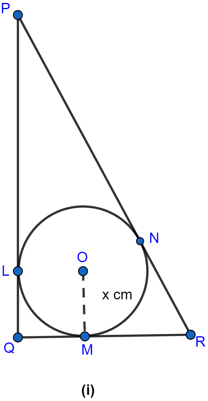 In the figure (i) given below, PQ = 24 cm, QR = 7 cm and ∠PQR = 90°. Find the radius of the inscribed circle of △PQR. Find the radii of the three circles. Circles, ML Aggarwal Understanding Mathematics Solutions ICSE Class 10.