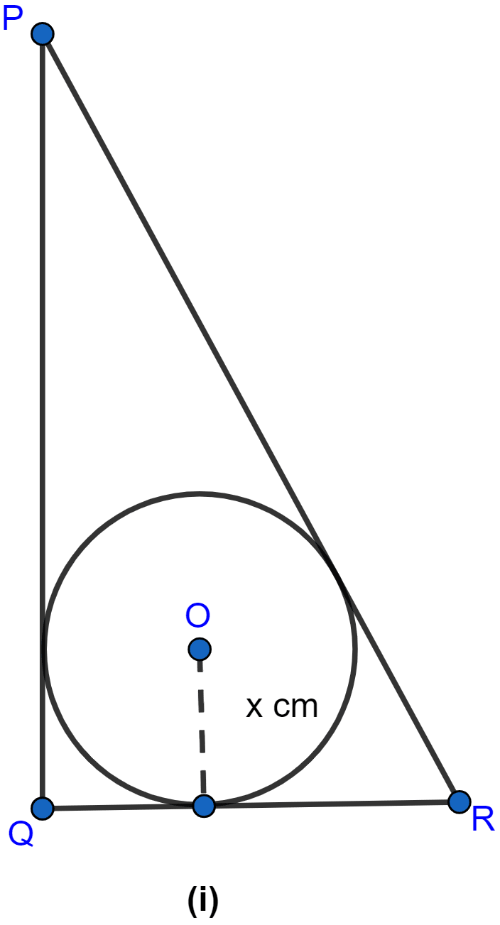 In the figure (i) given below, PQ = 24 cm, QR = 7 cm and ∠PQR = 90°. Find the radius of the inscribed circle of △PQR. Find the radii of the three circles. Circles, ML Aggarwal Understanding Mathematics Solutions ICSE Class 10.