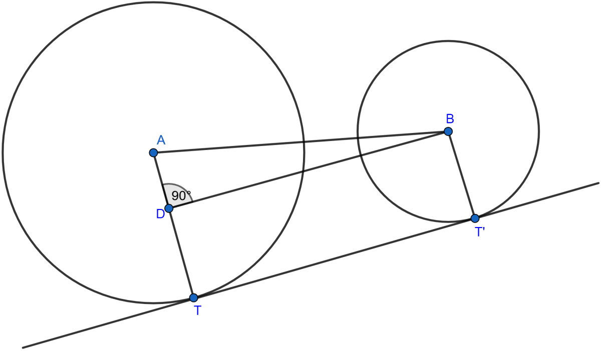 The length of the direct common tangent to two circles of radii 12 cm and 4 cm is 15 cm. Calculate the distance between their centres. Circles, ML Aggarwal Understanding Mathematics Solutions ICSE Class 10.