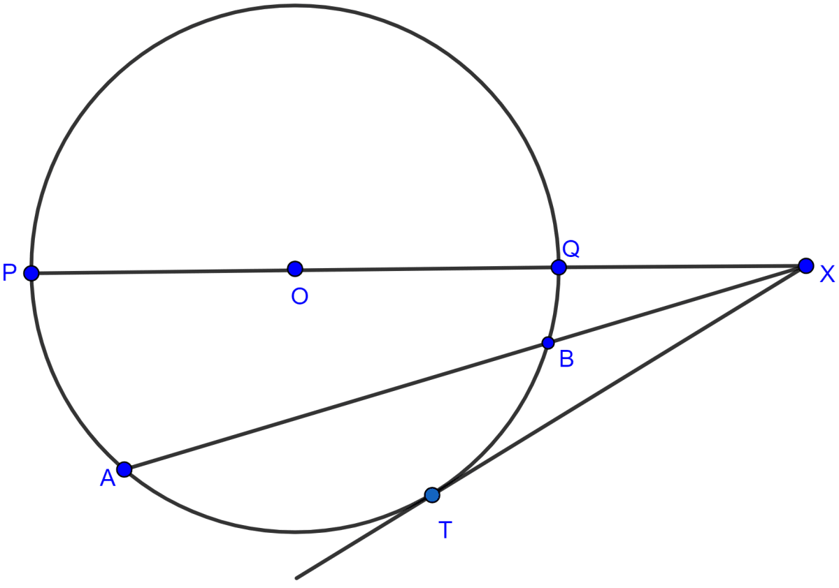 In the adjoining figure, chord AB and diameter PQ of a circle with centre O meet at X. If BX = 5 cm, OX = 10 cm and the radius of the circle is 6 cm, compute the length of AB. Also find the length of tangent drawn from X to the circle. Circles, ML Aggarwal Understanding Mathematics Solutions ICSE Class 10.