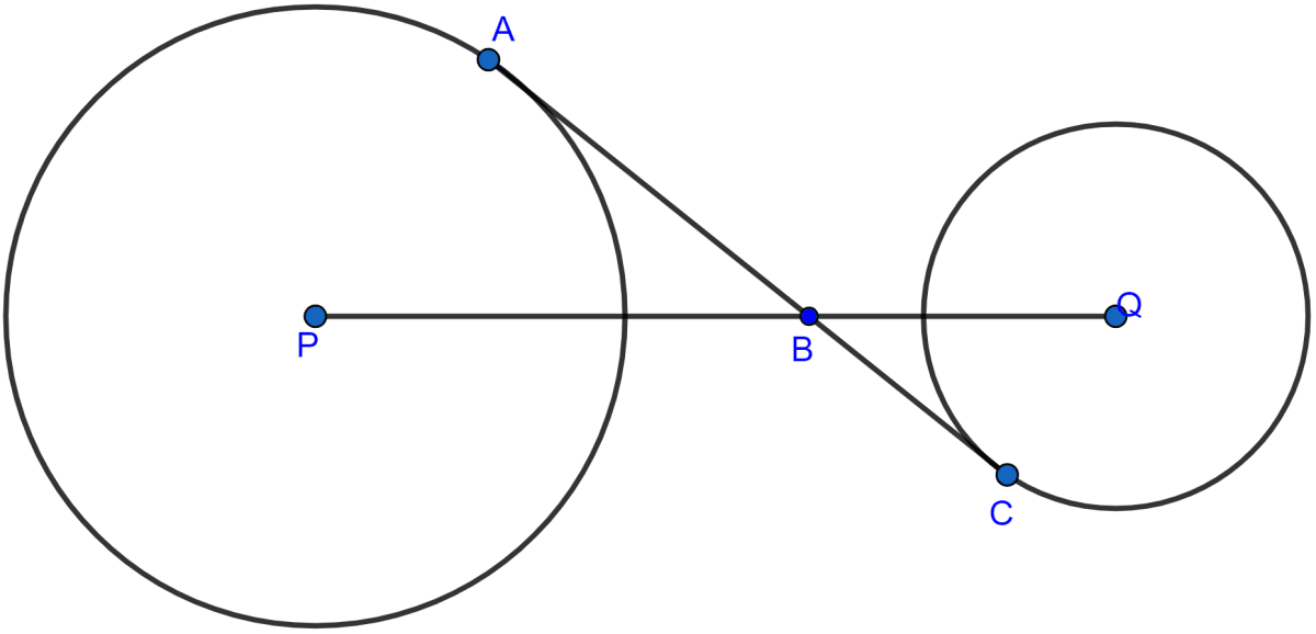 In the given figure, AC is a transverse common tangent to two circles with centres P and Q and of radii 6 cm and 3 cm respectively. Given that AB = 8 cm, calculate PQ. Circles, ML Aggarwal Understanding Mathematics Solutions ICSE Class 10.