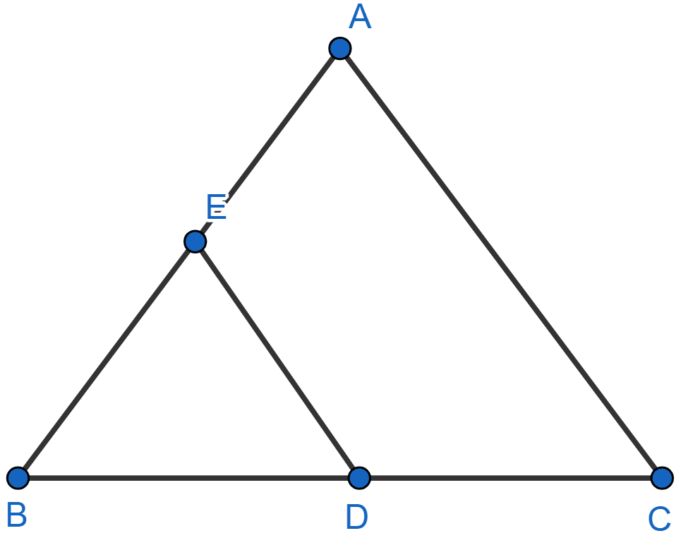 If ABC and BDE are two equilateral triangles such that D is mid-point of BC, then the ratio of the areas of triangles ABC and BDE is (a) 2 : 1 (b) 1 : 2 (c) 1 : 4 (d) 4 : 1. Similarity, ML Aggarwal Understanding Mathematics Solutions ICSE Class 10.