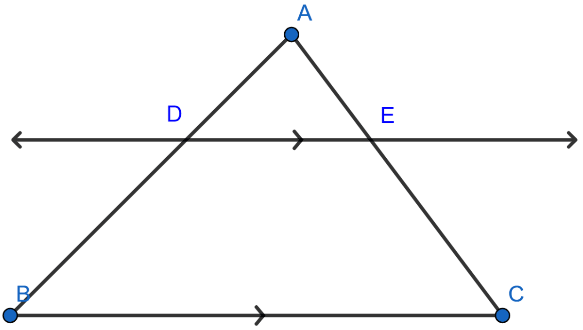 In the adjoining figure, DE ∥ BC. (i) If AD = x, DB = x - 2, AE = x + 2 and EC = x - 1, find the value of x. (ii) If DB = x - 3, AB = 2x, EC = x - 2 and AC = 2x + 3, find the value of x. Similarity, ML Aggarwal Understanding Mathematics Solutions ICSE Class 10.