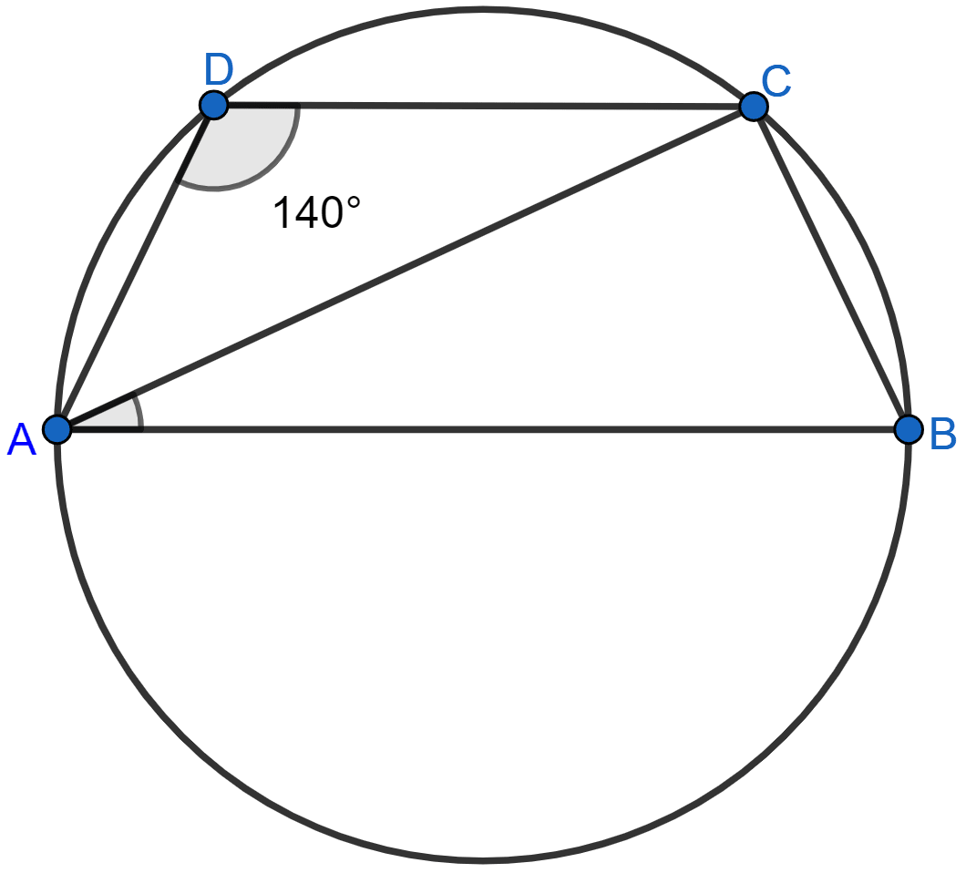 In the adjoining figure, O is the centre of the circle. If ∠OAB = 40°, then ∠ACB is equal to (a) 80° (b) 50° (c) 40° (d) 30°. Circles, ML Aggarwal Understanding Mathematics Solutions ICSE Class 10.