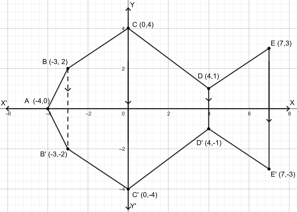 Use graph paper for this question. Take 1 cm = 1 unit on both the axes Reflection, ML Aggarwal Understanding Mathematics Solutions ICSE Class 10.