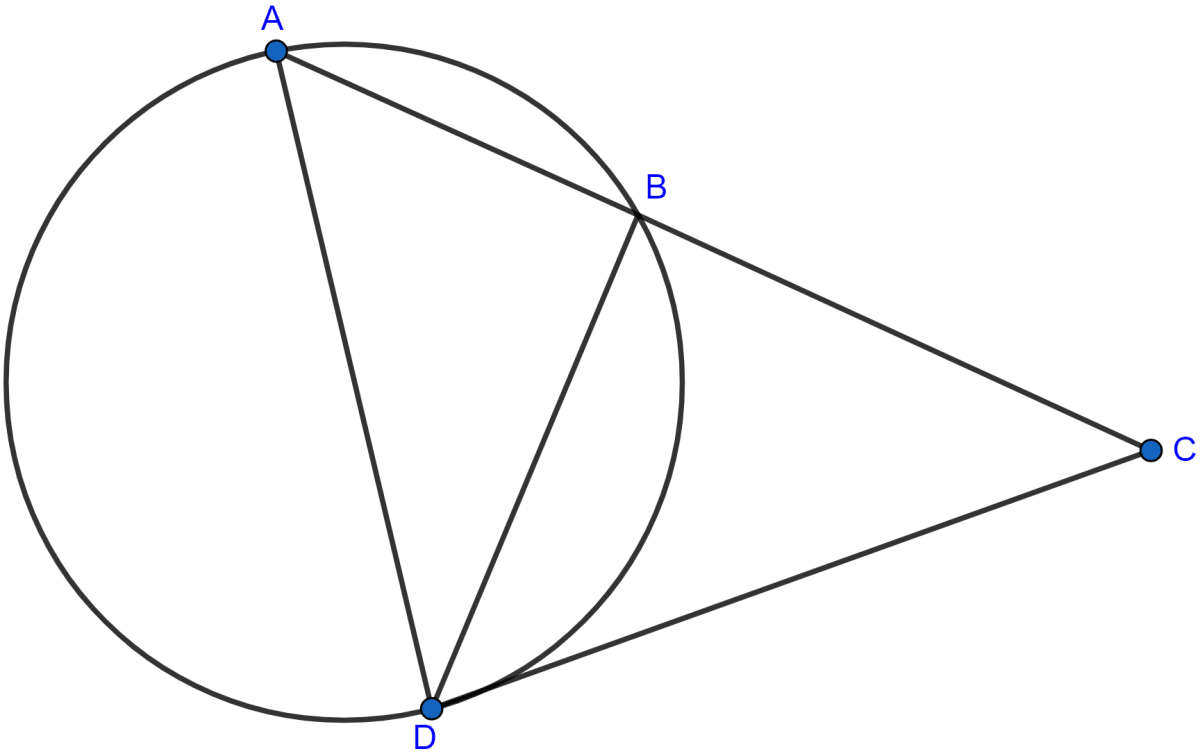 In the adjoining figure, CBA is a secant and CD is tangent to the circle. If AB = 7 cm and BC = 9 cm, then (i) Prove that △ACD ~ △DCB (ii) find the length of CD. Circles, ML Aggarwal Understanding Mathematics Solutions ICSE Class 10.