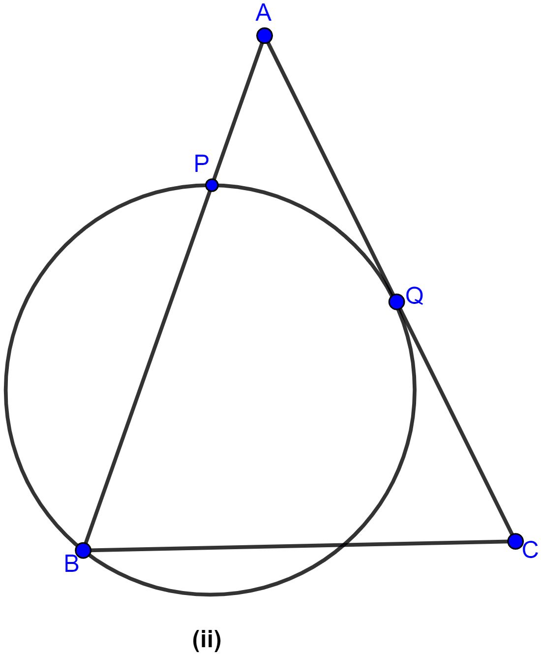 In the figure (ii) given below, ABC is an isosceles triangle in which AB = AC and Q is mid-point of AC. If APB is a secant and AC is tangent to the circle at Q, prove that AB = 4AP. Circles, ML Aggarwal Understanding Mathematics Solutions ICSE Class 10.