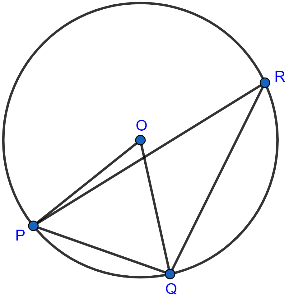 In the adjoining figure, O is the centre of the circle. If the length of the chord PQ is equal to the radius of the circle, then ∠PRQ is (a) 60° (b) 45° (c) 30° (d) 15°. Circles, ML Aggarwal Understanding Mathematics Solutions ICSE Class 10.