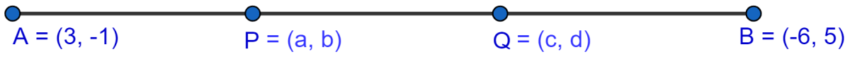 P and Q are the points on the line segment joining the points A(3, -1) and B(-6, 5) such that AP = PQ = QB. Find the coordinates of P and Q. Section Formula, ML Aggarwal Understanding Mathematics Solutions ICSE Class 10.