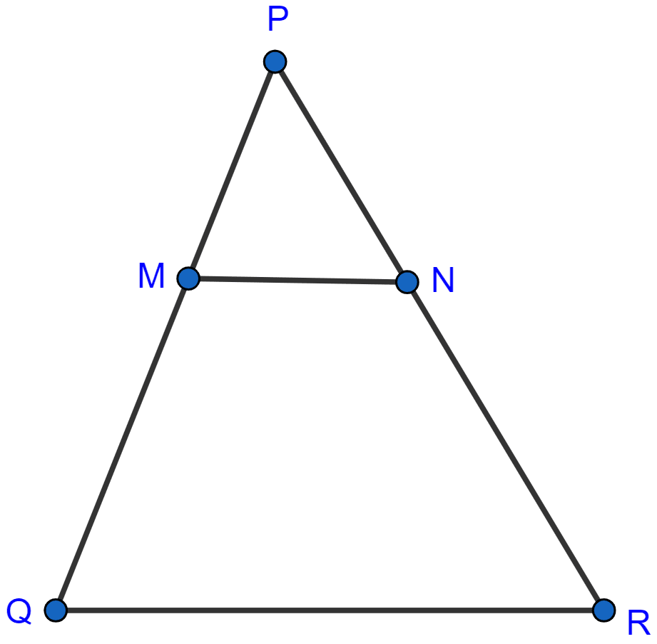 In the adjoining figure, MN || QR. If PN = 3.6 cm, NR = 2.4 cm and PQ = 5 cm, then PM is (a) 4 cm (b) 3.6 cm (c) 2 cm (d) 3 cm. Similarity, ML Aggarwal Understanding Mathematics Solutions ICSE Class 10.