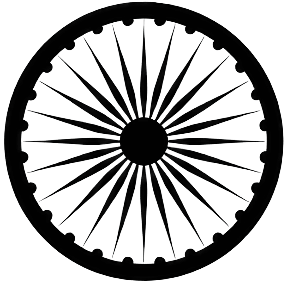 The Ashoka Chakra in Indian Flag is navy blue in colour, and signifies Dharma Chakra or Wheel of law made by 3rd century Mauryan Emperor Ashoka. It has 24 spokes (or lines from the centre). What is the degree measure of the angle between two spokes next to each other Understanding Elementary Shapes, ML Aggarwal Understanding Mathematics Solutions ICSE Class 6.
