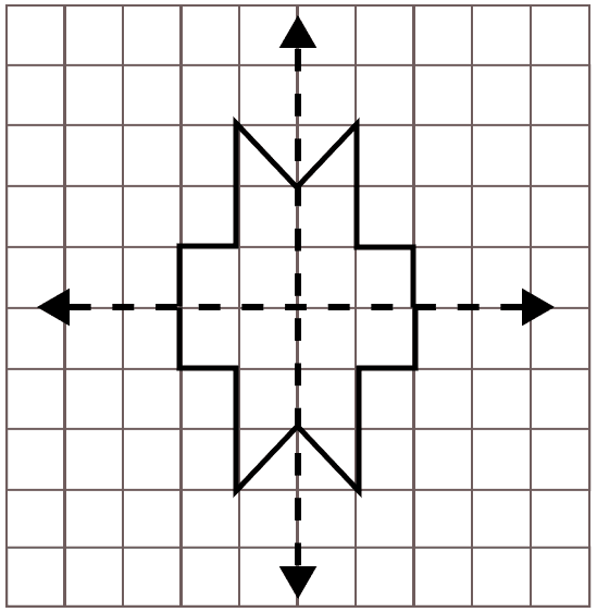 Copy the following figures on a squared paper. Complete each of them such that the resultant figure has two dotted lines as the lines of symmetry. Symmetry, ML Aggarwal Understanding Mathematics Solutions ICSE Class 6.