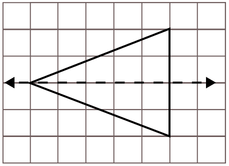 A triangle with a horizontal line of symmetry but no vertical line of symmetry. Symmetry, ML Aggarwal Understanding Mathematics Solutions ICSE Class 6.