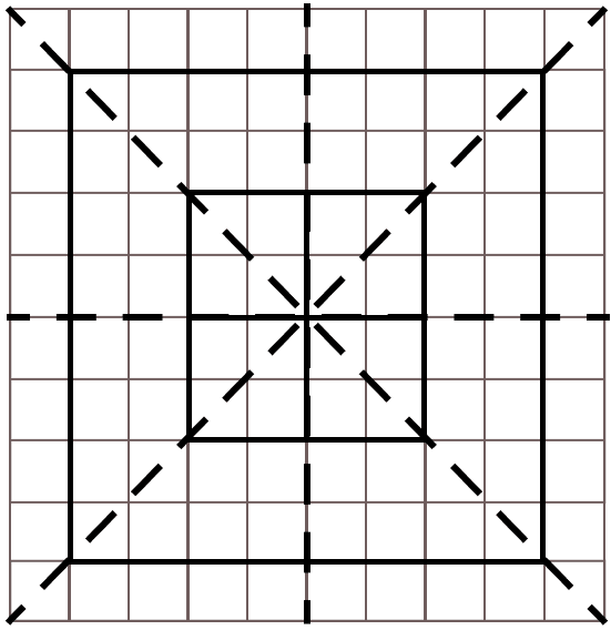Copy the following figures on a squared paper and draw the lines of symmetry (if any) and count their number. Symmetry, ML Aggarwal Understanding Mathematics Solutions ICSE Class 6.