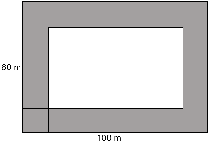 In the adjoining figure, find the area of the path (shown shaded) which is 2 m wide all around. Perimeter & Area Mensuration, ML Aggarwal Understanding Mathematics Solutions ICSE Class 6.
