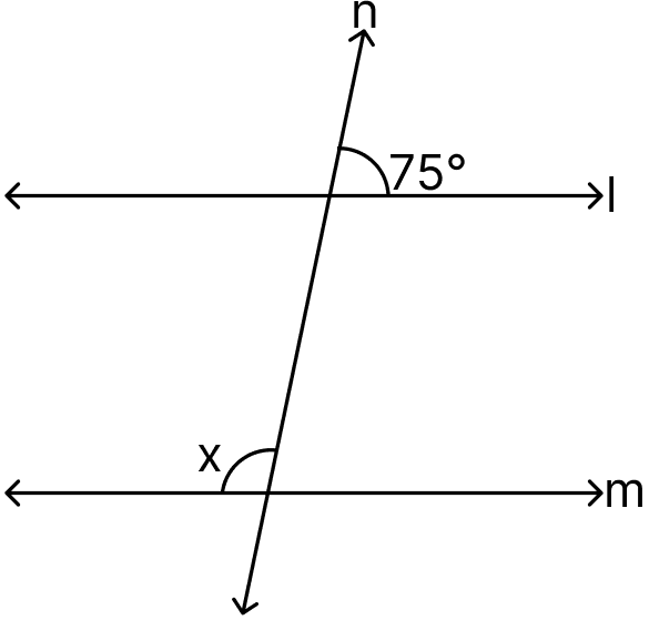 In the adjoining figure, if l ∥ m then the value of x is. Integers, ML Aggarwal Understanding Mathematics Solutions ICSE Class 7.
