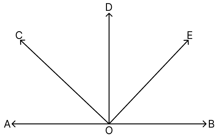 In the adjoining figure, AB is a straight line and OD ⊥ AB. Observe the figure and fill in the following blanks: Integers, ML Aggarwal Understanding Mathematics Solutions ICSE Class 7.