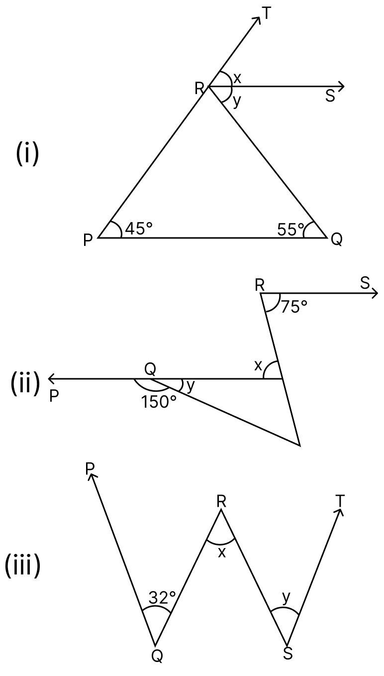 (a) In the fig. (i) given below, PQ ∥ RS. Find the value of x + y. Integers, ML Aggarwal Understanding Mathematics Solutions ICSE Class 7.