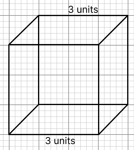 Draw an oblique sketch of a cube of side 3 units. Visualising Solid Shapes, ML Aggarwal Understanding Mathematics Solutions ICSE Class 8