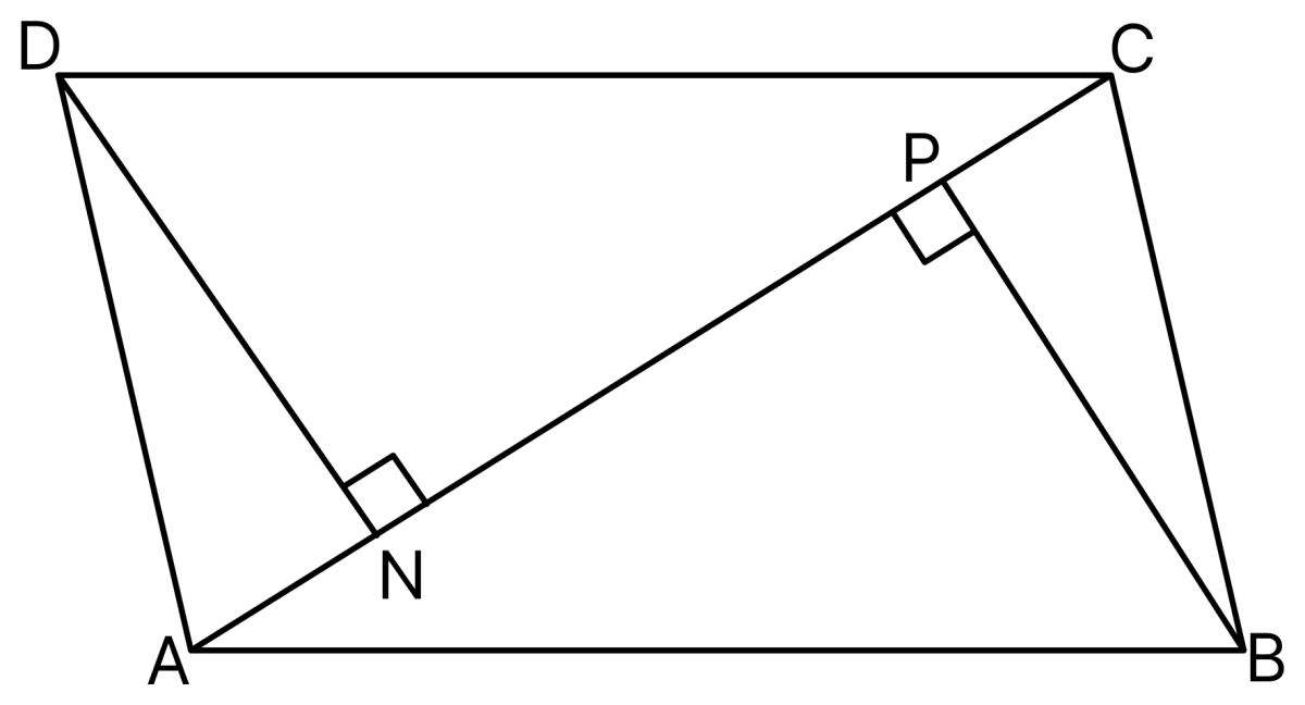 In the adjoining figure, ABCD is a parallelogram. Perpendiculars DN and BP are drawn on diagonal AC. Prove that:. Understanding Shapes, ML Aggarwal Understanding Mathematics Solutions ICSE Class 8