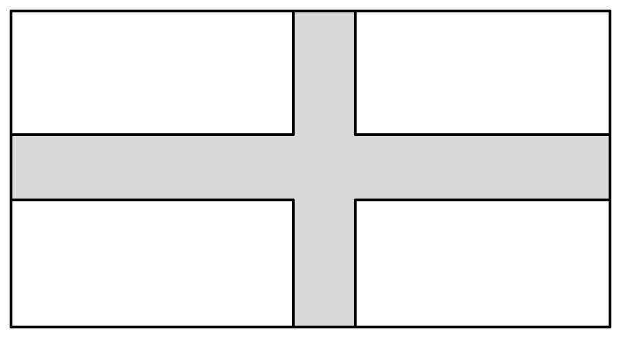 A rectangular garden 80 m by 40 m is divided into four equal parts by two cross-paths 2.5 m wide. Find. Mensuration, ML Aggarwal Understanding Mathematics Solutions ICSE Class 8