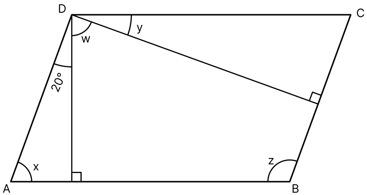 In the given figure, ABCD is a parallelogram. Find x, y, z and w. Model Paper 3, ML Aggarwal Understanding Mathematics Solutions ICSE Class 8