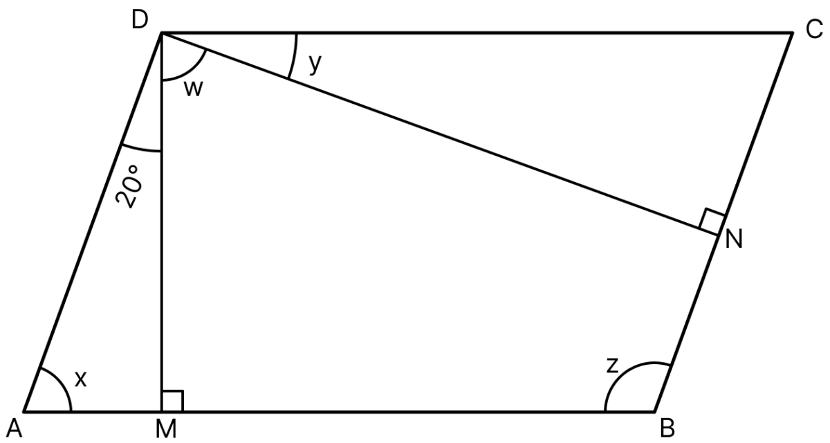 In the given figure, ABCD is a parallelogram. Find x, y, z and w. Model Paper 3, ML Aggarwal Understanding Mathematics Solutions ICSE Class 8