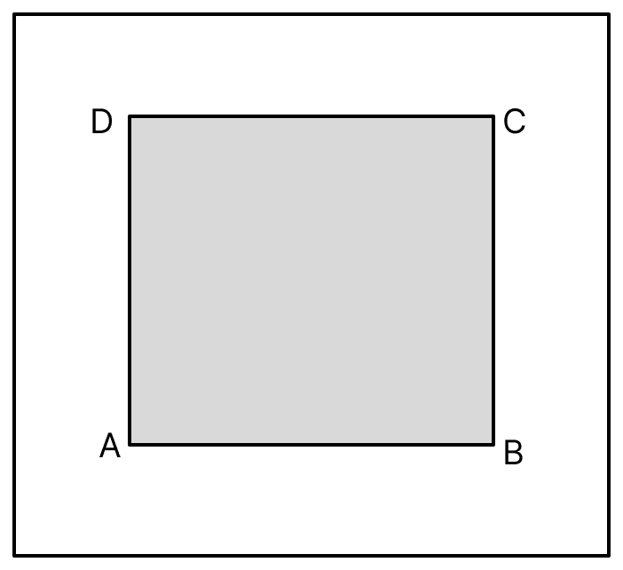 In the adjoining figure, ABCD is a square grassy lawn of area 729 m 2. A path of uniform width runs all around it. If the area of the path is 295 m 2, find. Mensuration, ML Aggarwal Understanding Mathematics Solutions ICSE Class 8