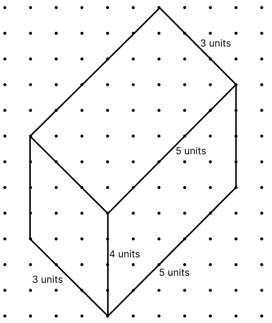 Draw an isometric sketch of a cuboid of length 5 units, breadth 3 units and height 4 units. Visualising Solid Shapes, ML Aggarwal Understanding Mathematics Solutions ICSE Class 8