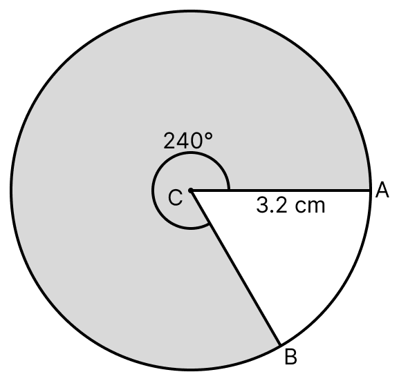 Draw a circle of radius 3.2 cm and in it make a sector of angle 22/3 right angles. Draw the diagram and shade the sector. Circles, ML Aggarwal Understanding Mathematics Solutions ICSE Class 8