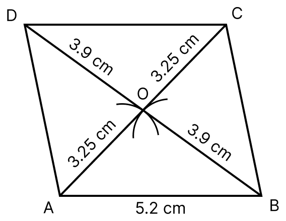 Construct a parallelogram ABCD in which AB = 5.2 cm, AC = 6.5 cm and BD = 7.8 cm. Construction of Quadrilaterals, ML Aggarwal Understanding Mathematics Solutions ICSE Class 8