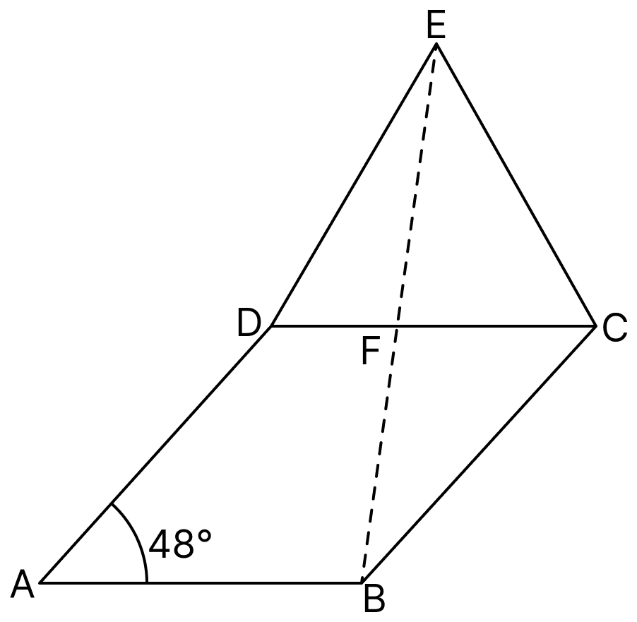 In the adjoining figure, ABCD is a rhombus and EDC is an equilateral triangle. If ∠DAB = 48°, find. Understanding Shapes, ML Aggarwal Understanding Mathematics Solutions ICSE Class 8