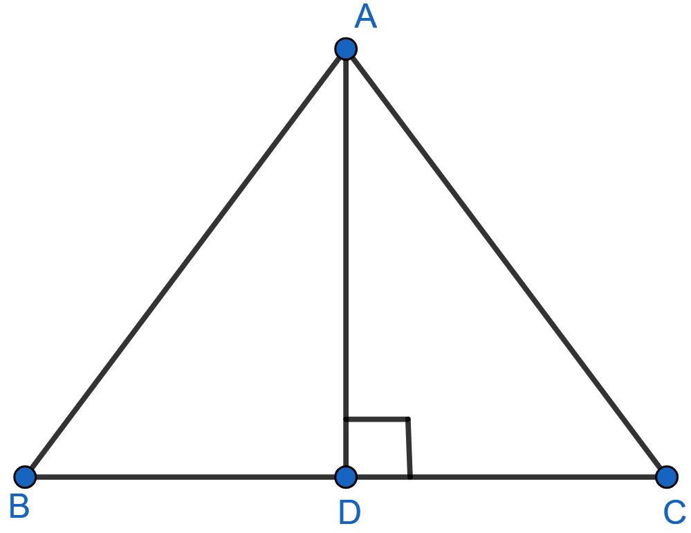 In a triangle ABC, AD is perpendicular to BC. Prove that AB^2 + CD^2 = AC^2 + BD^2. Pythagoras Theorem, ML Aggarwal Understanding Mathematics Solutions ICSE Class 9.