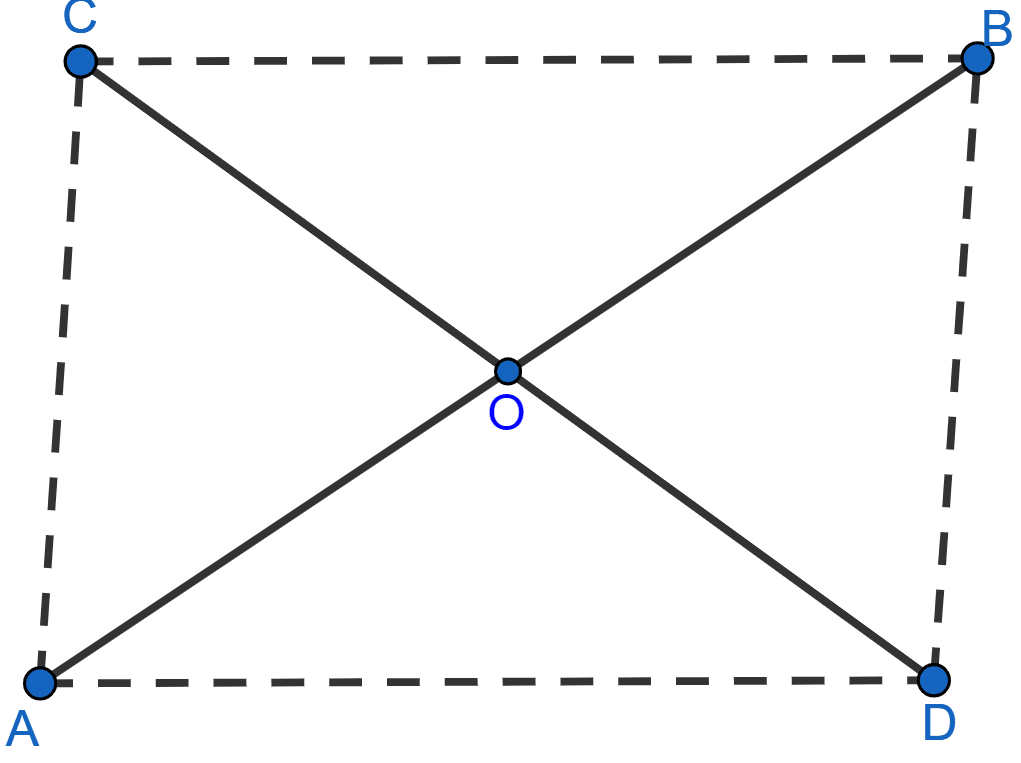 Two line segments AB and CD bisect each other at O. Prove that AC = BD, ∠CAB = ∠ABD, AD || CB, AD = CB. Triangles, ML Aggarwal Understanding Mathematics Solutions ICSE Class 9.