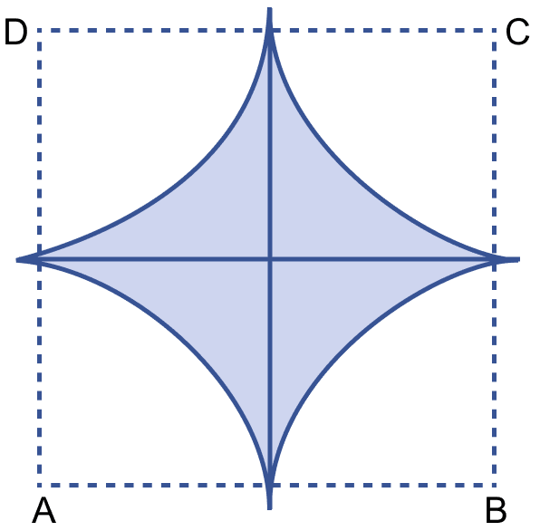 In the figure, ABCD is a square. Points A, B, C and D are centres of quadrants of circles of the same radius. If the area of the shaded portion is 21 3⁄7 cm^2, find the radius of the quadrants. Mensuration, ML Aggarwal Understanding Mathematics Solutions ICSE Class 9.