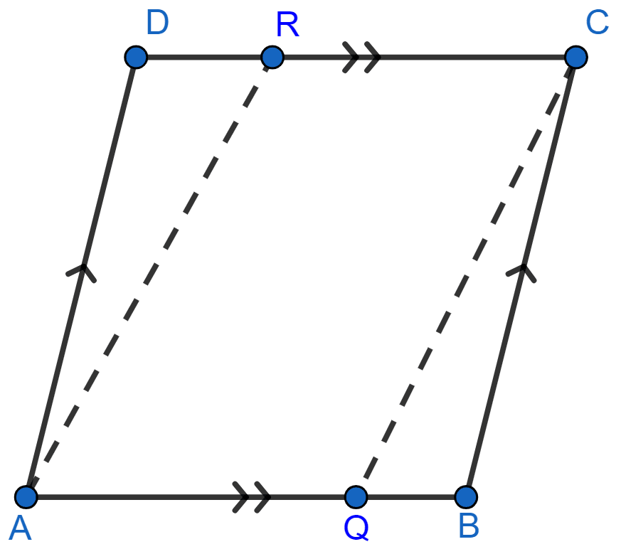 Prove that bisectors of any two opposite angles of a parallelogram are parallel. Rectilinear Figures, ML Aggarwal Understanding Mathematics Solutions ICSE Class 9.