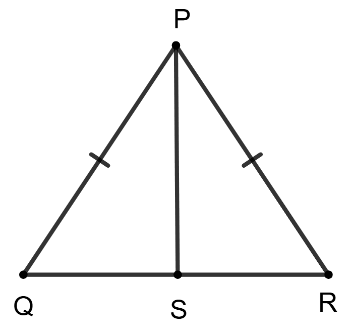 Prove that the median drawn from the vertex P of an isosceles triangle △PQR with PQ = PR is perpendicular to QR and bisects ∠P. Triangles, ML Aggarwal Understanding Mathematics Solutions ICSE Class 9.