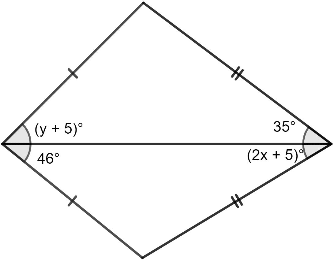 In the adjoining figure, find the values of x and y. Triangles, ML Aggarwal Understanding Mathematics Solutions ICSE Class 9.