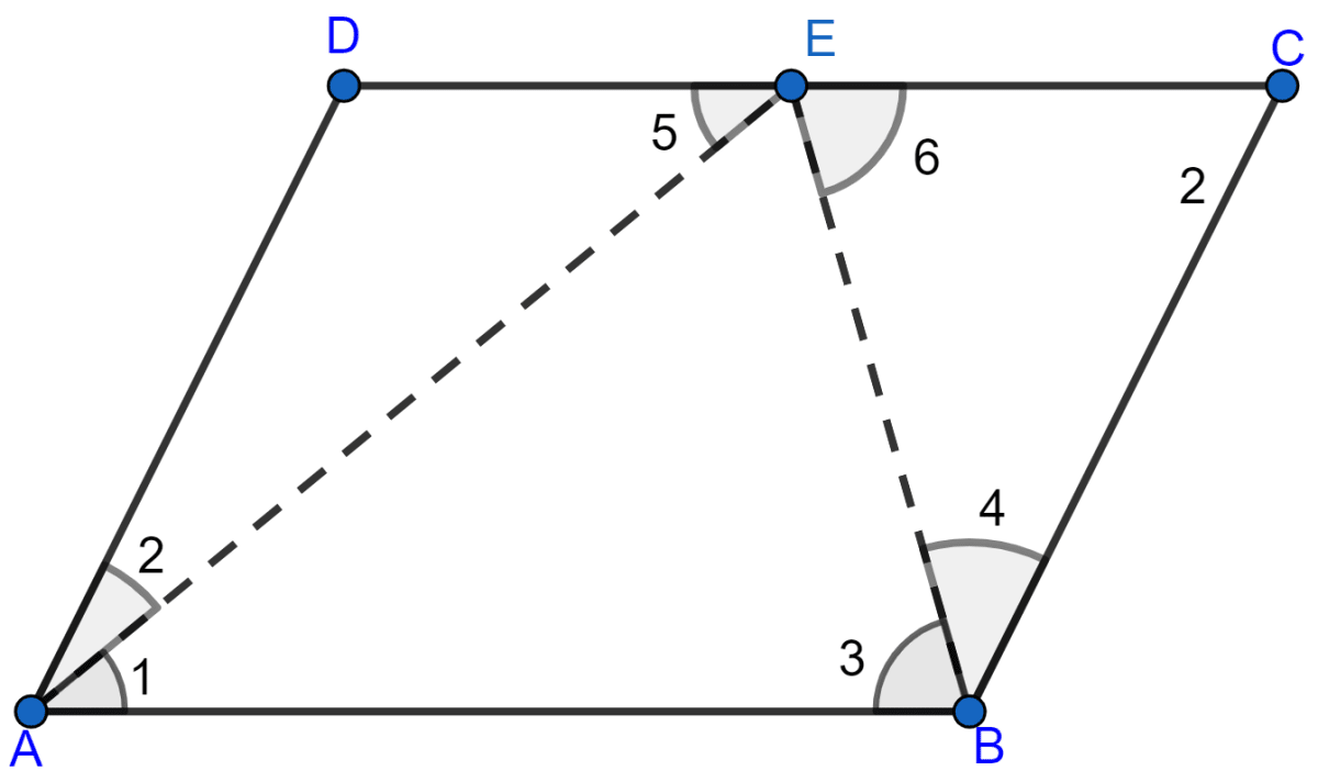 ABCD is a parallelogram, bisectors of angles A and B meet at E which lies on DC. Prove that AB = 2AD. Rectilinear Figures, ML Aggarwal Understanding Mathematics Solutions ICSE Class 9.