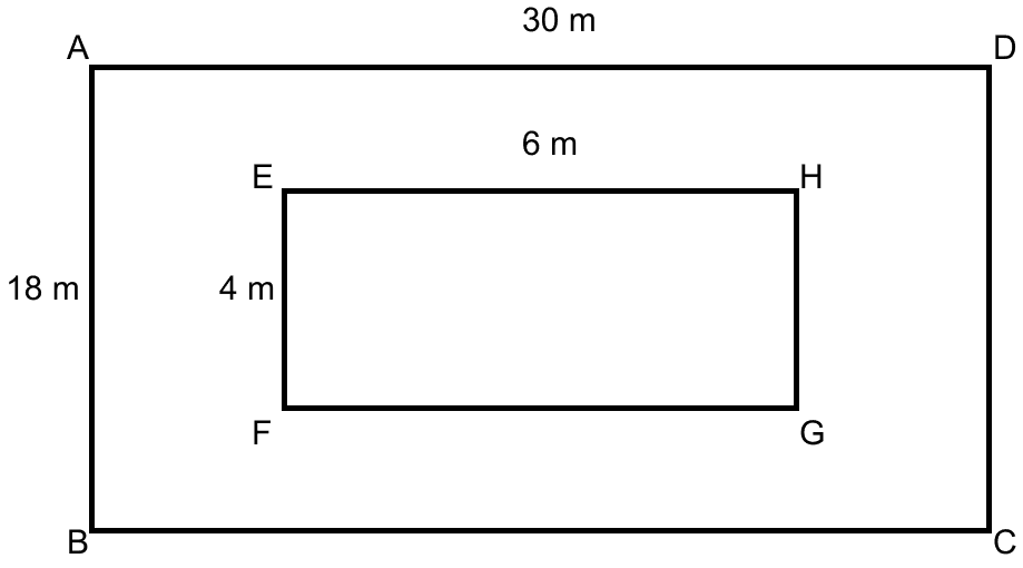 A field is 30 m long and 18 m broad. A pit 6 m long, 4 m wide and 3 m deep is dug out from the middle of the field and the earth removed is evenly spread over the remaining area of the field. Find the rise in the level of the remaining part of the field in centimeters correct to two decimal places. Mensuration, ML Aggarwal Understanding Mathematics Solutions ICSE Class 9.