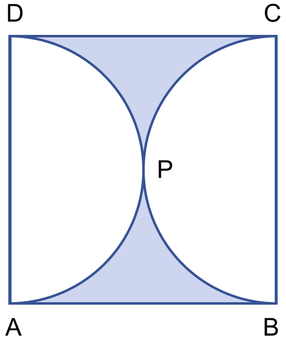 In the figure, ABCD is a square of side 14 cm and APD and BPC are semicircles. Find the area and the perimeter of the shaded region. Mensuration, ML Aggarwal Understanding Mathematics Solutions ICSE Class 9.