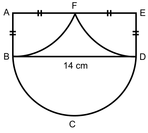 In the figure, the diameter of the semicircle is equal to 14 cm. Calculate the area of the shaded region. Mensuration, ML Aggarwal Understanding Mathematics Solutions ICSE Class 9.