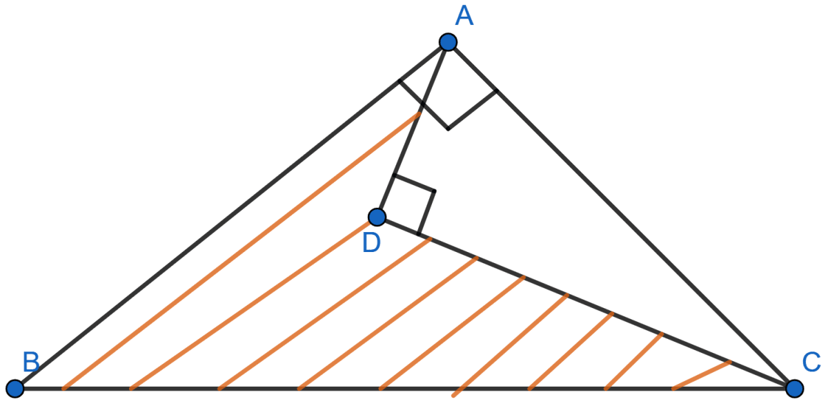 In the figure given below, ∠BAC = 90°, ADC = 90°, AD = 6 cm, CD = 8 cm and BC = 26 cm. Find AC AB area of the shaded region. Pythagoras Theorem, ML Aggarwal Understanding Mathematics Solutions ICSE Class 9.