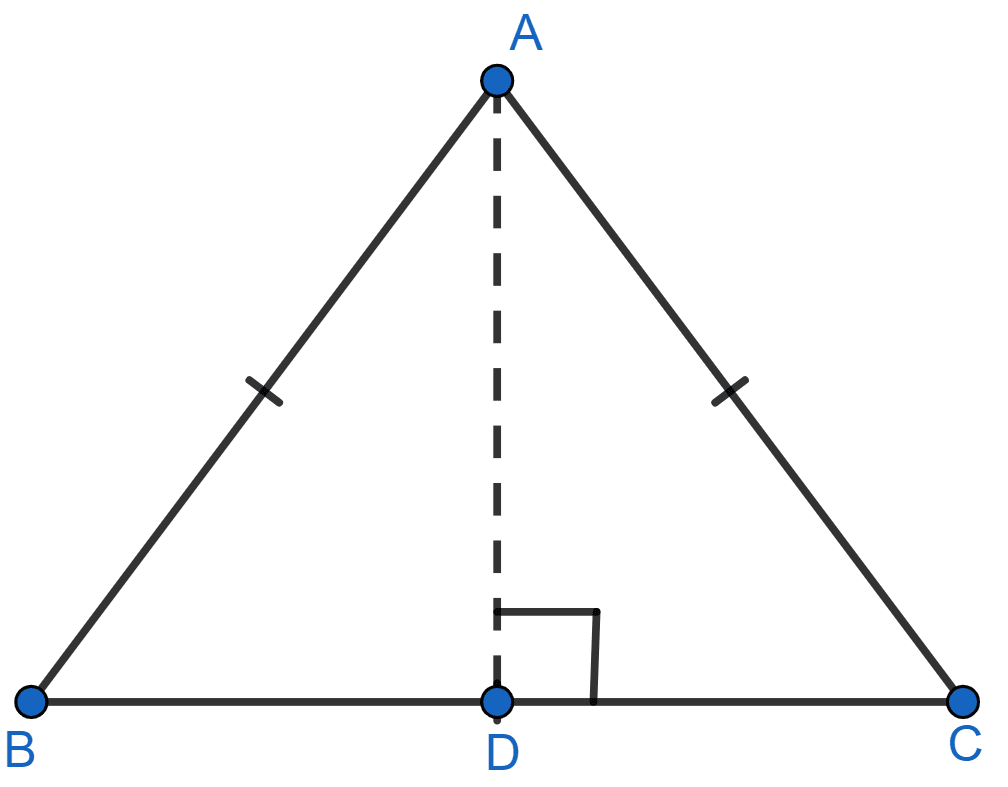 AD is perpendicular to the side BC of an equilateral △ABC. Prove that 4AD^2 = 3AB^2. Pythagoras Theorem, ML Aggarwal Understanding Mathematics Solutions ICSE Class 9.