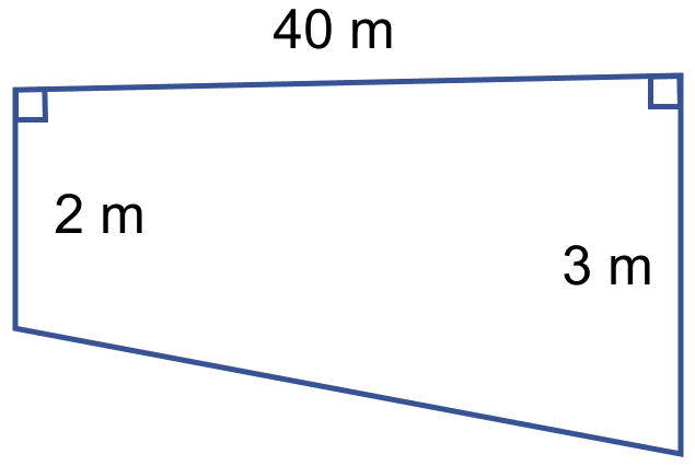 The figure show the cross-section of a swimming pool 10 m broad, 2 m deep at one end and 3 m deep at the other end. Calculate the volume of water it will hold when full, given that its length is 40 m. Mensuration, ML Aggarwal Understanding Mathematics Solutions ICSE Class 9.