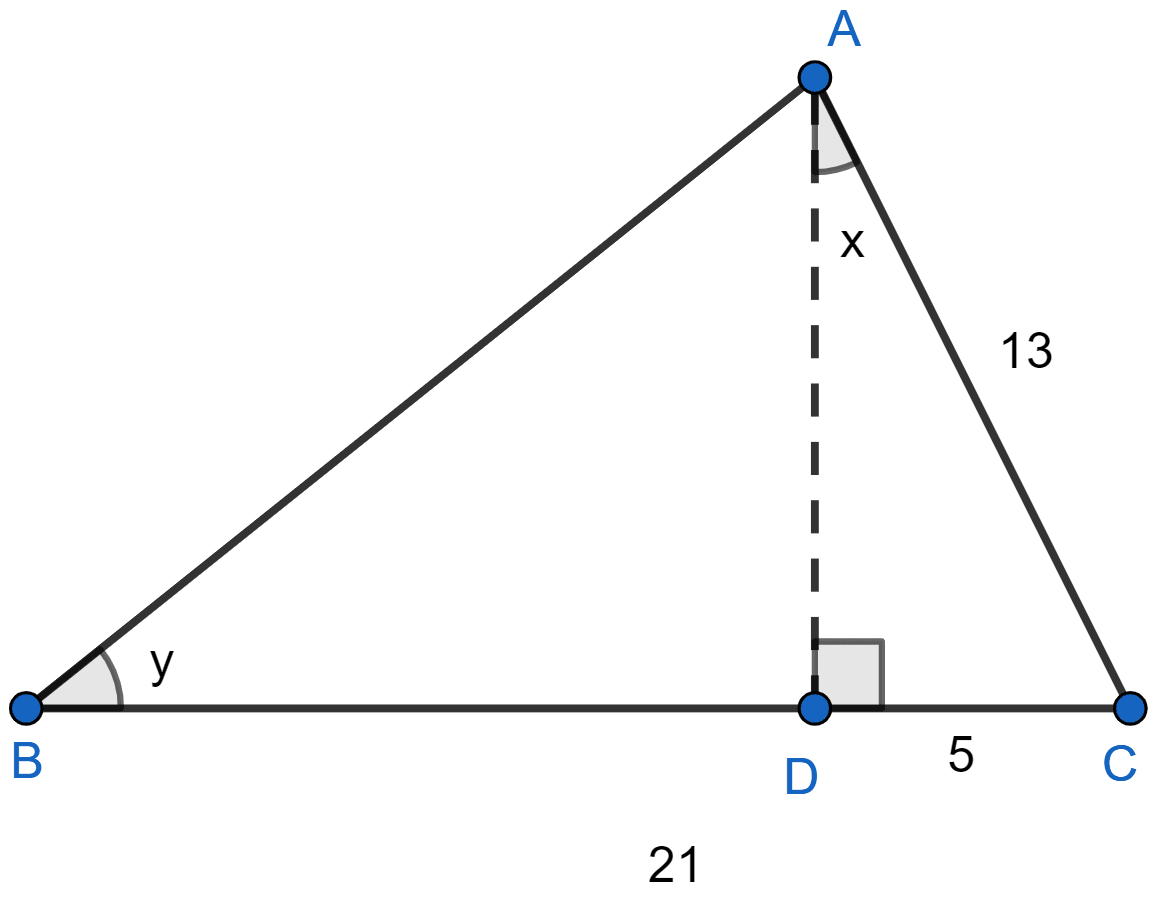 From the figure, find the values of (i) tan x (ii) cos y (iii) cosec^2 y - cot^2 y. Trigonometrical Ratios, ML Aggarwal Understanding Mathematics Solutions ICSE Class 9.