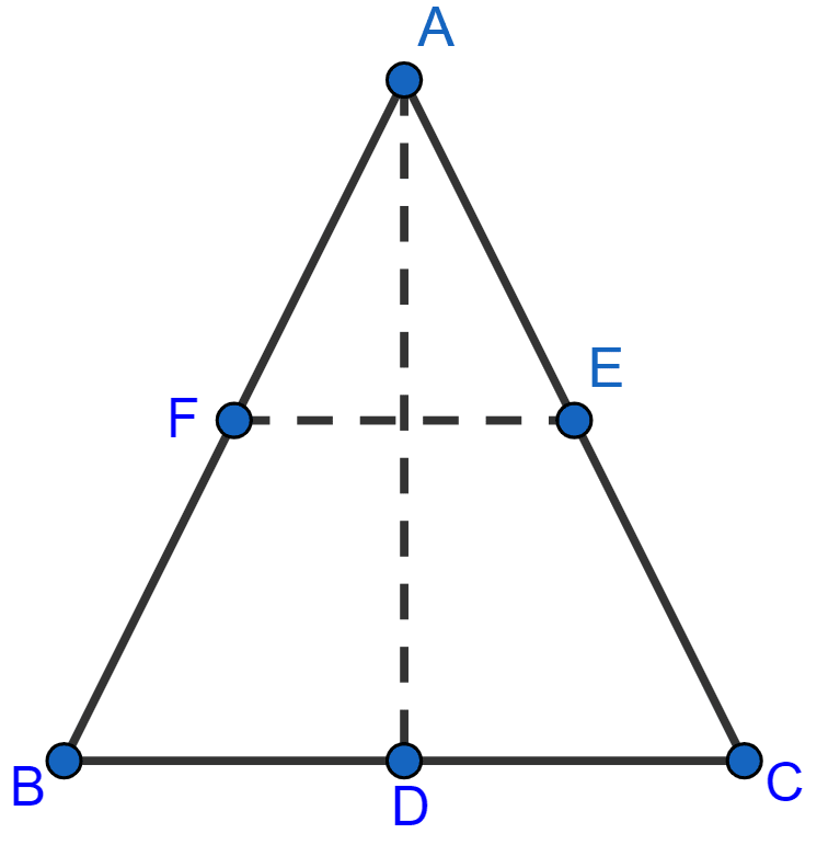 If D, E and F are mid-points of the sides BC, CA and AB respectively of a △ABC, prove that AD and FE bisect each other. Mid-point Theorem, ML Aggarwal Understanding Mathematics Solutions ICSE Class 9.