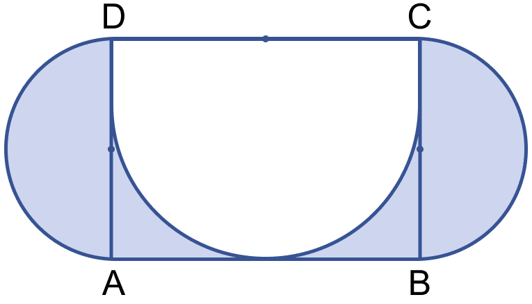 In the figure, ABCD is a rectangle, AB = 14 cm and BC = 7 cm. Taking DC, BC and AD as diameters, three semicircles are drawn as shown in the figure. Find the area of the shaded portion. Mensuration, ML Aggarwal Understanding Mathematics Solutions ICSE Class 9.